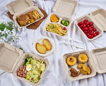 75 Pack Clamshell Take Out Food Containers, 100% Compostable To Go Containers Disposable, 9X6 inch Heavy-Duty To Go Boxes, Eco-Friendly Biodegradable To Go Containers For Food