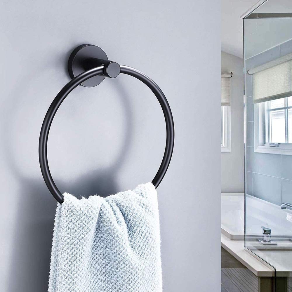 FAIRGIA Toilet Paper Holder Towel Ring Brushed Gold Bathroom Hardware Hand Towel Holder Bathroom Accessories Set Wall Mount Stainless Steel 2 Pieces