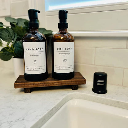Wood Pedestal Soap Stand, Farmhouse Wood Riser, Soap Dish Holder Decor for Bathroom Kitchen, Soap Tray, Rustic Candle Plant Holder, Counter Decor, Modern Display Bottles Decorative…
