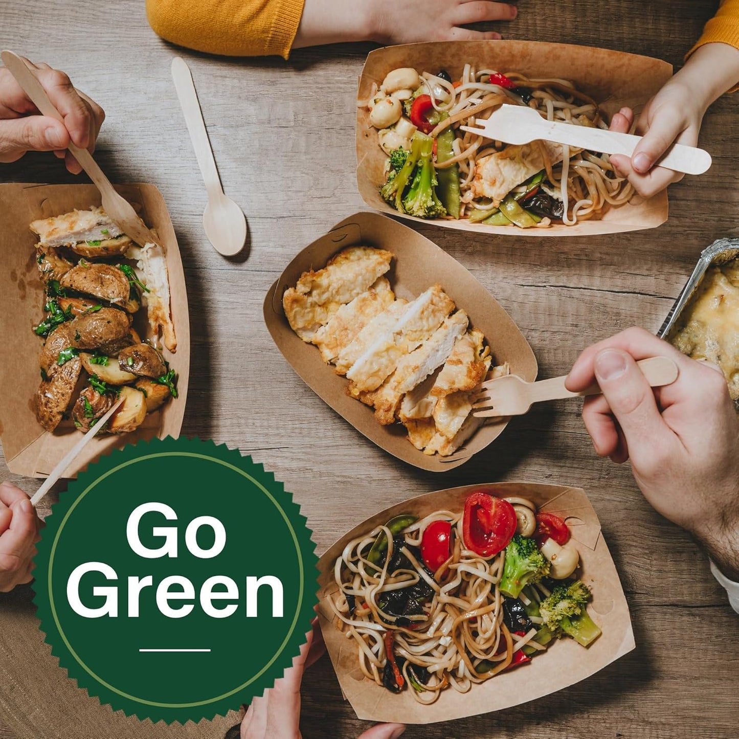 Disposable Cutlery Set, 200Pcs Wooden Compostable Utensils (100 Forks, 50 Spoons, 50 Knives) Eco-Friendly Forks And Spoons Silverware