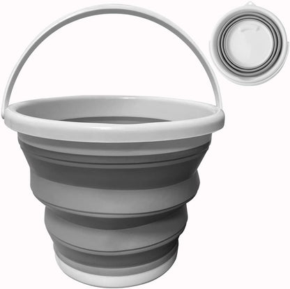 Health joy Collapsible Bucket (10L / 2.6 Gallon) with Strong, Flexible, Compact and Sturdy Handle for Camping, Fishing, as a Bait Bucket, Beach Pail, as an ice Bucket, for Minnows, and as a Sand Pail