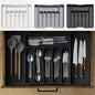 Large Cutlery Organizer - Adjustable Silverware Utensil Drawer Organizer for Easy Access, Versatile Kitchen Organizer and Storage Solution 34.8 × 3.9 × 27.8~50.0 cm, Black