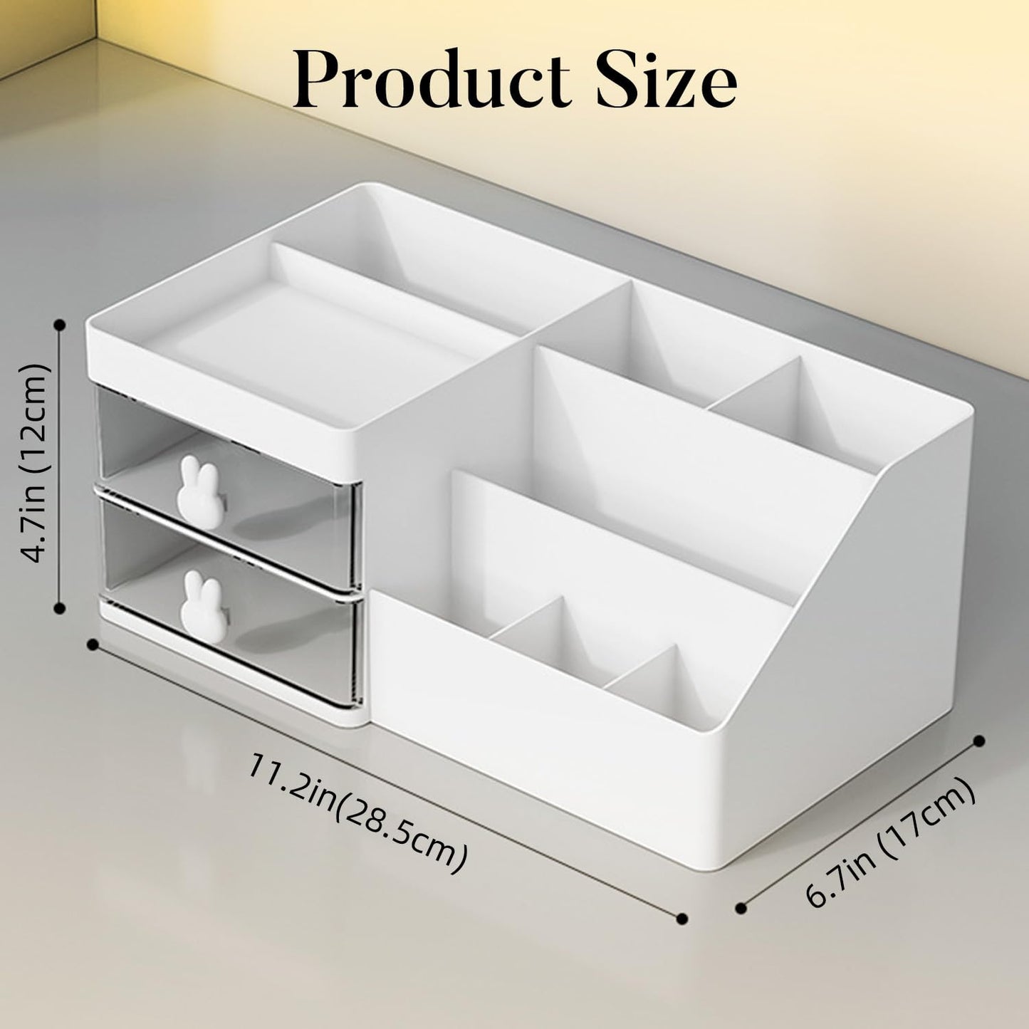 lexvss Makeup Organizer, Cosmetic Desk Storage Box with Drawers Skincare Organizers for Dressing Table, Countertop, Bathroom Counter, Vanity Holder for Brushes, Lotions, Lipstick, Perfume