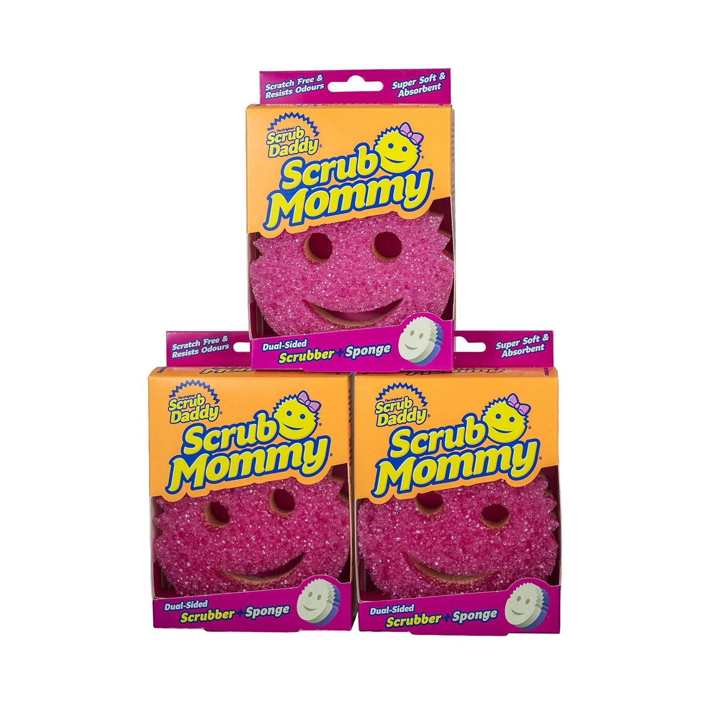 Scrub Mommy Dual Sided Cleaning Sponge 3 Pack - Firm Scrubber and Gentle Sponge in one - Scrub Daddy Texture Changing Scourer - Non Scratch Sponge perfect for home, kitchen, garage and car detailing