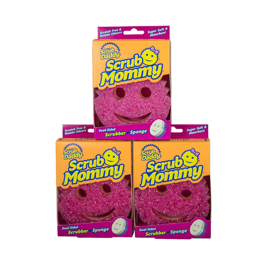 Scrub Mommy Dual Sided Cleaning Sponge 3 Pack - Firm Scrubber and Gentle Sponge in one - Scrub Daddy Texture Changing Scourer - Non Scratch Sponge perfect for home, kitchen, garage and car detailing