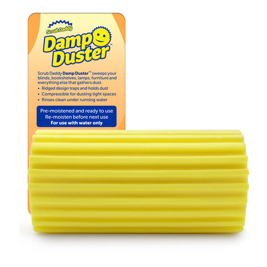 Scrub Daddy Damp Duster, Magischer Staubreinigungsschwamm, Staubtuch Zum Reinigen von Jalousien, Holzjalousien und Heizkörpern, Fußleisten, Spiegeln, Spinnweben, fängt Staub EIN, Gelb, Einheitsgröße