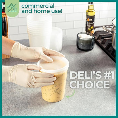 KitchX 32 Oz Deli Food Containers with Lids - (36 Sets) Quart Size Airtight Food Storage Takeout Meal Prep Containers To Go with 36 Lids, BPA-Free, Dishwasher, Microwave Safe