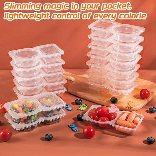 24 Pcs reusable snack containers with Lids, snack containers for kids adults,10 Forks,snack box - Lightweight and Stackable, Microwaveable/refrigerator safe