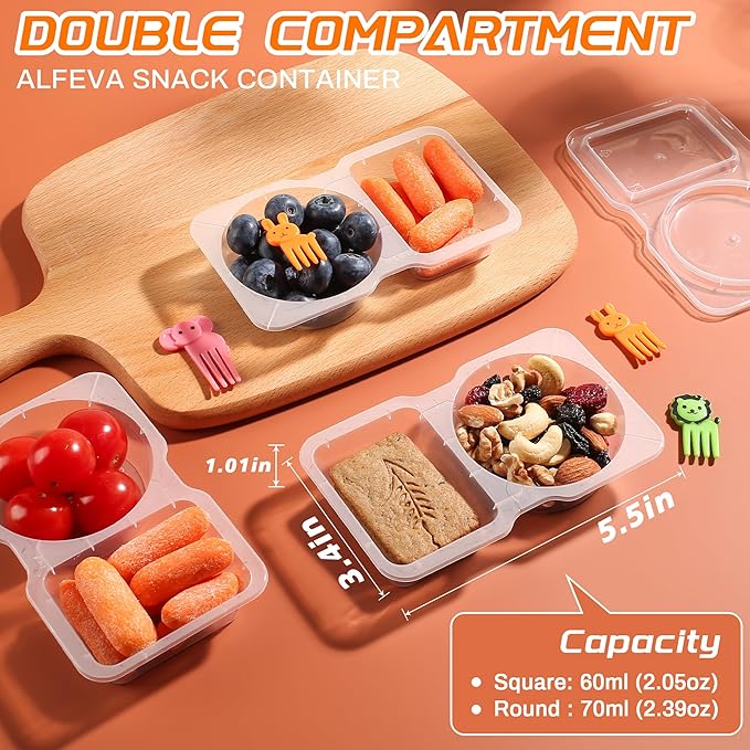 24 Pcs reusable snack containers with Lids, snack containers for kids adults,10 Forks,snack box - Lightweight and Stackable, Microwaveable/refrigerator safe