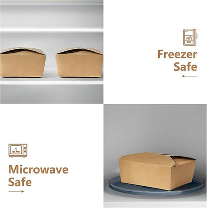 Take Out Food Containers,50 Pack 45oz Kraft Paper Take Out Boxes,Disposable Chinese To Go Containers for Restaurant Catering Party Food Truck
