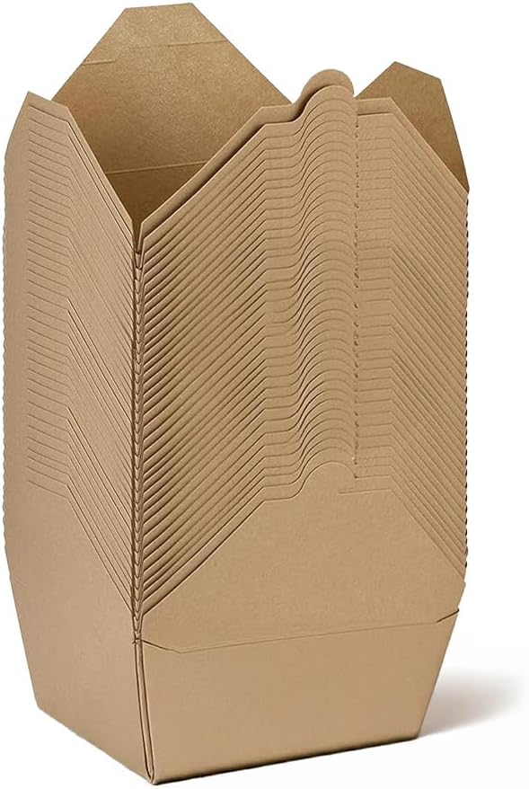 (66 oz - 50 Count) Kraft Take Out Food Containers, Microwave Safe Leak-Resistant Disposable Paper To Go Boxes, Eco-Friendly Stackable Takeout Boxes for Restaurants and Food Service