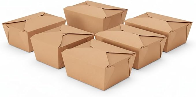 (66 oz - 50 Count) Kraft Take Out Food Containers, Microwave Safe Leak-Resistant Disposable Paper To Go Boxes, Eco-Friendly Stackable Takeout Boxes for Restaurants and Food Service
