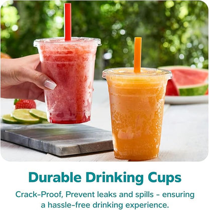 [16 oz. - 100 Sets] Clear Cups with Flat Lids & Straws - Disposable Clear Drinking Cups for Iced Coffee, Cold Drinks, Milkshakes, and Smoothies - Formerly Comfy Package