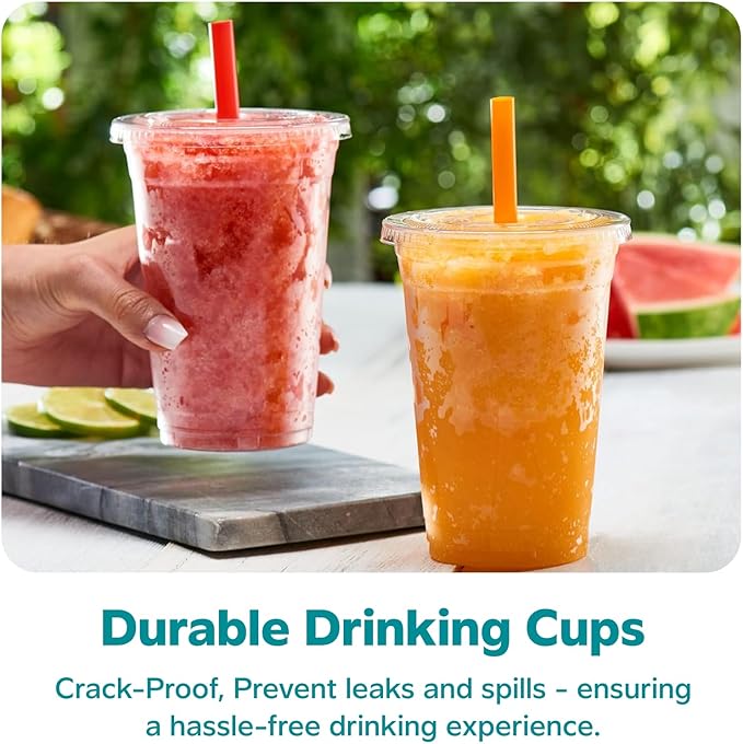 [20 oz. - 100 Count] Clear Cups with Flat Lids & Straws - Disposable Clear Drinking Cups for Iced Coffee, Cold Drinks, Milkshakes, and Smoothies - Formerly Comfy Package