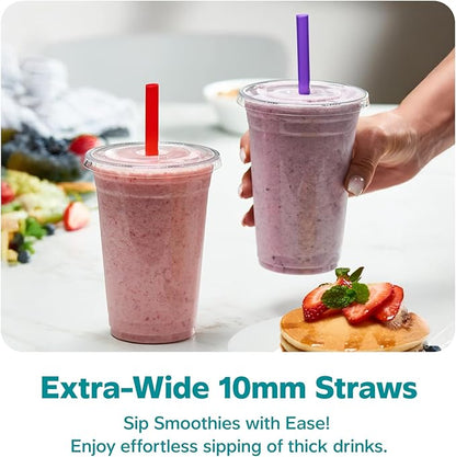 [20 oz. - 100 Count] Clear Cups with Flat Lids & Straws - Disposable Clear Drinking Cups for Iced Coffee, Cold Drinks, Milkshakes, and Smoothies - Formerly Comfy Package