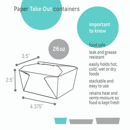 4.37 x 3.5 x 2.5" (26oz) - Kraft To-Go Boxes 450 Pcs