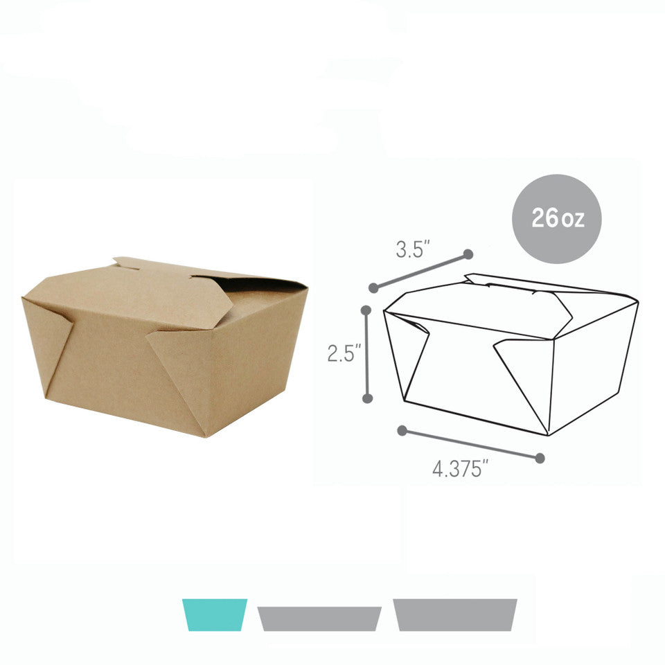 4.37 x 3.5 x 2.5" (26oz) - Kraft To-Go Boxes 450 Pcs
