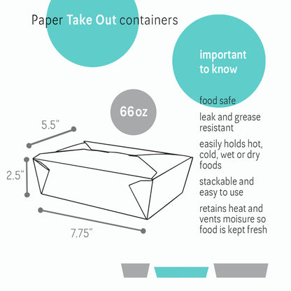 7.75 x 5.5 x 2.5" (66oz) - Kraft To-Go Boxes 200 Pcs