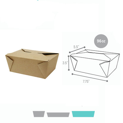 7.75 x 5.5 x 3.5" (96oz) - Kraft To-Go Boxes 160 Pcs