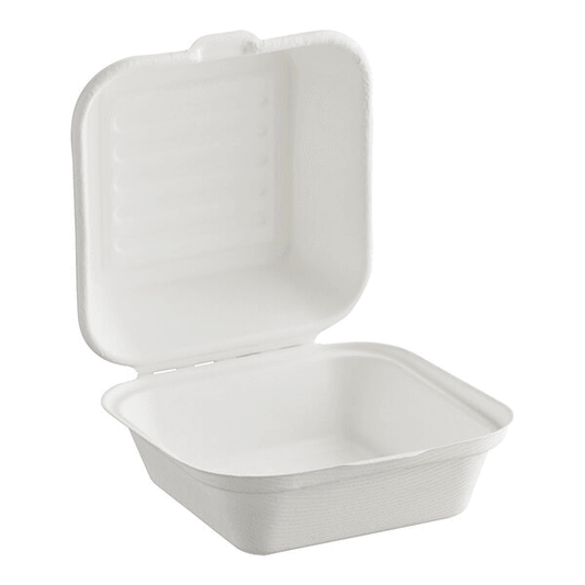 Bio Sugarcane Bagasse Clamshell Container 6x6x3" 500/cs