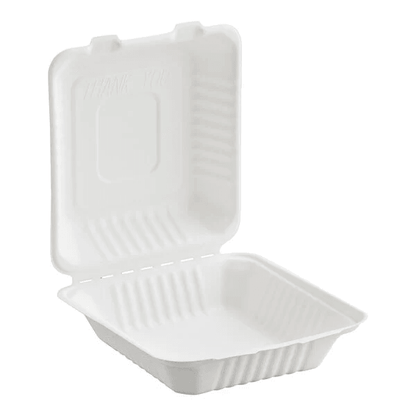 Bio Sugarcane Bagasse Clamshell Container 8x8x3" 200/cs