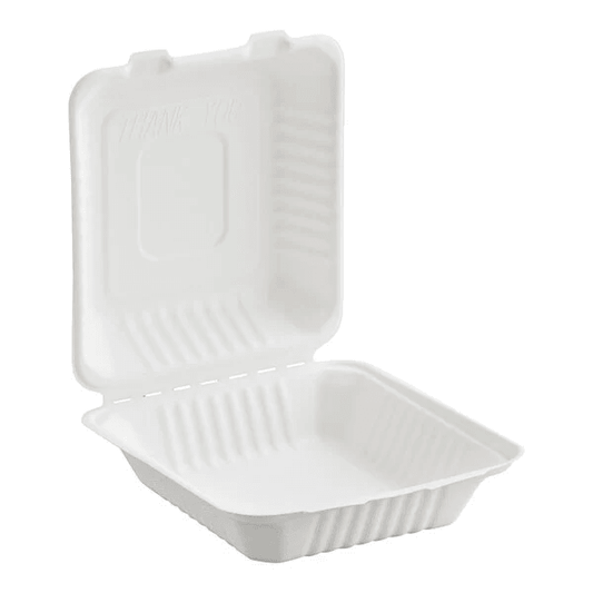 Bio Sugarcane Bagasse Clamshell Container 8x8x3" 200/cs