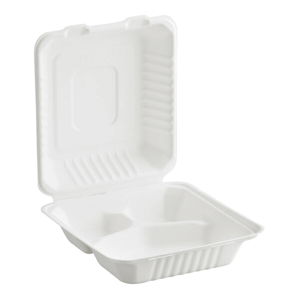 Bio Sugarcane Bagasse 3-Compartment Container 8x8x3" 200/cs