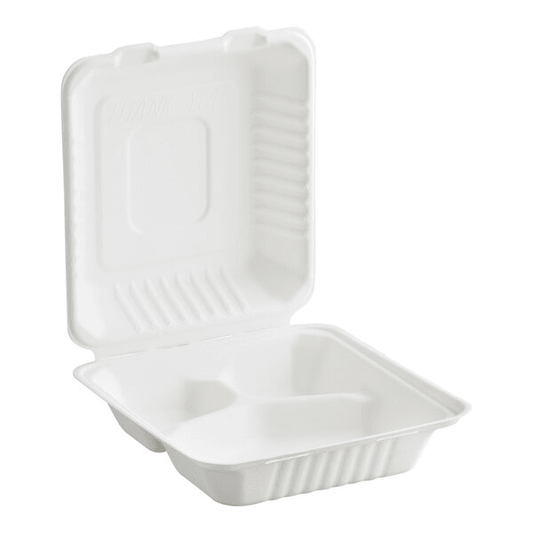 Bio Sugarcane Bagasse 3-Compartment Container 8x8x3" 200/cs