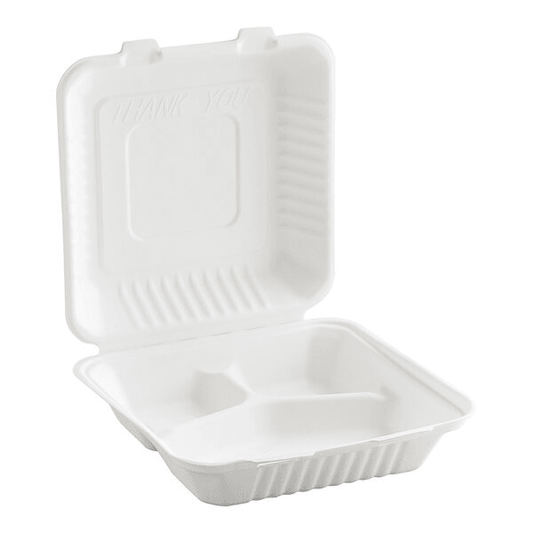 Bio Sugarcane Bagasse 3-Compartment Container 9x9x3" 200/cs