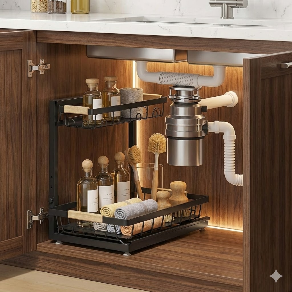 Adjustable Under Sink Organizer in Vancouver | KitchX Storage Solution