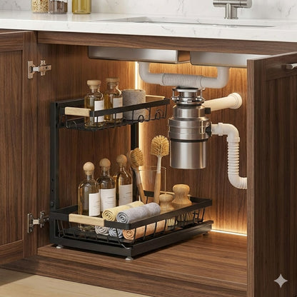 Adjustable Under Sink Organizer in Vancouver | KitchX Storage Solution