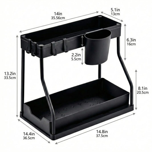 kitchx-plastic-under-sink-organizer-vancouver.jpg  
Alt text: KitchX plastic under sink organizer with sliding trays for kitchen and bathroom cabinets in Vancouver
