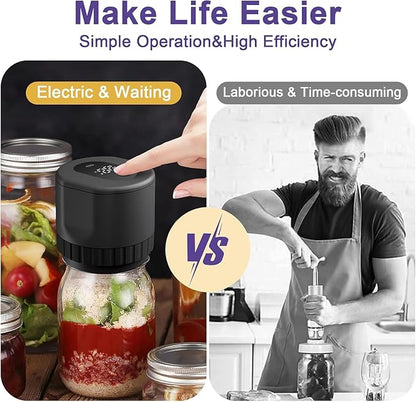 Electric Mason Jar Vacuum Sealer Kit, Cordless Vacuum Sealer for Wide and Regular Mouth Mason Jars, with Can Opener, Lids