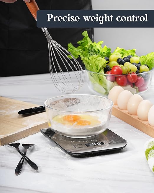 Food Scale, 11lb Digital Kitchen Scale with 6 Units LCD Display and Tare Function,Compact Design for Baking,Healthy Cooking,Meal Prep, 304 Stainless Steel