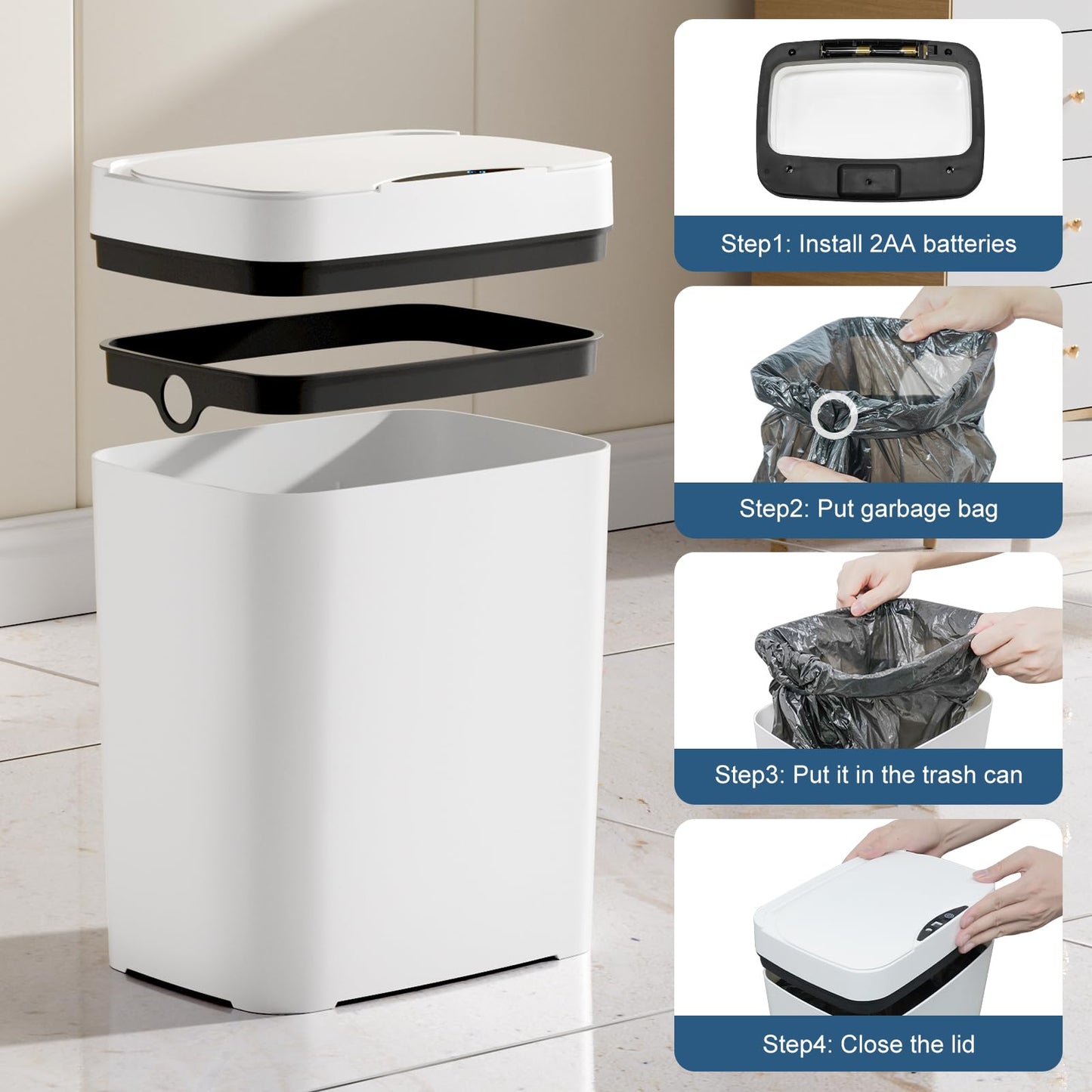 Vanpopubs 2 Pack Bathroom Trash Can with Lid