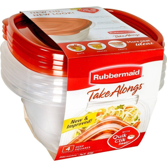 Rubbermaid TakeAlongs Food Storage Containers, Set of 8 (16 Pieces Total), 5.2-Cup Square, Ruby | Great for Meal Prep, Lunch for Adults & Kids, Bento Box Style | Reusable & Stackable