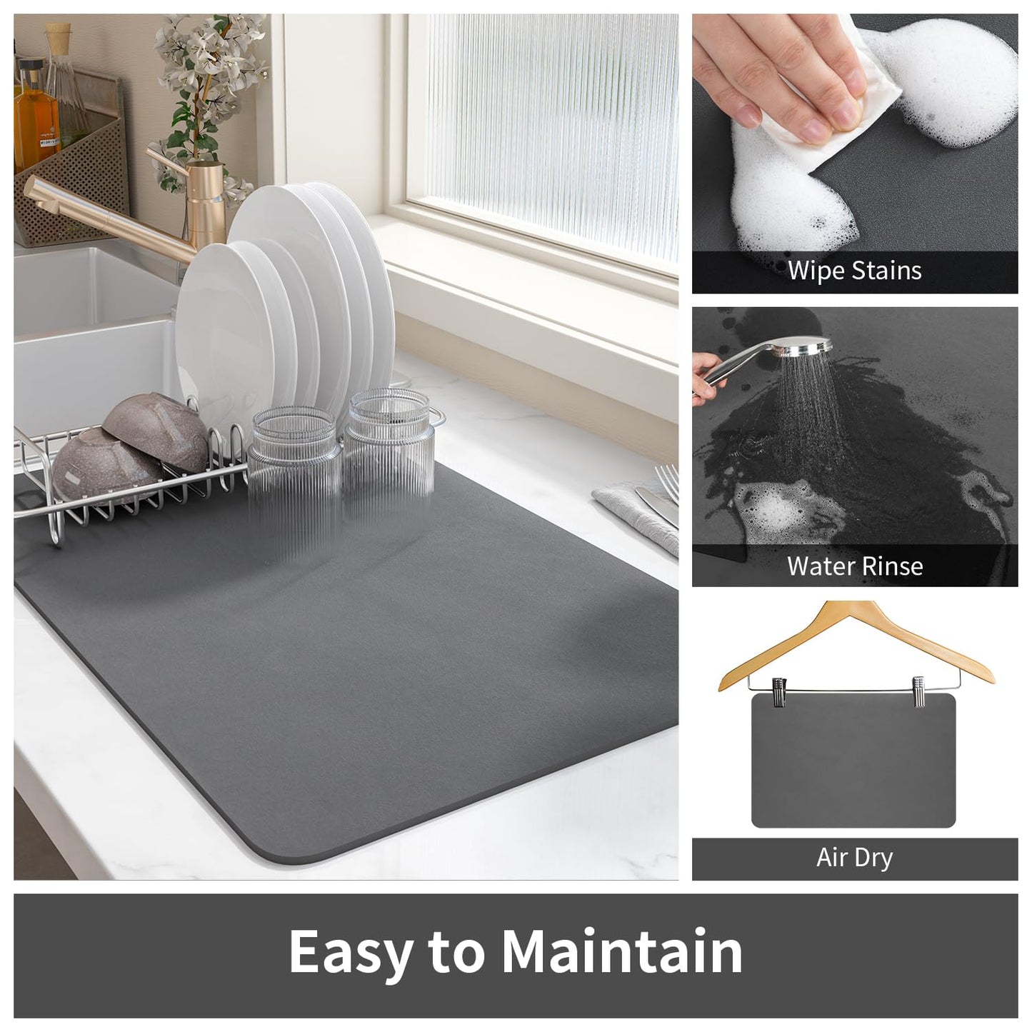 Dish Drying Mat Coffee Mat Super Absorbent Quick Drying Mat for Kitchen Counter