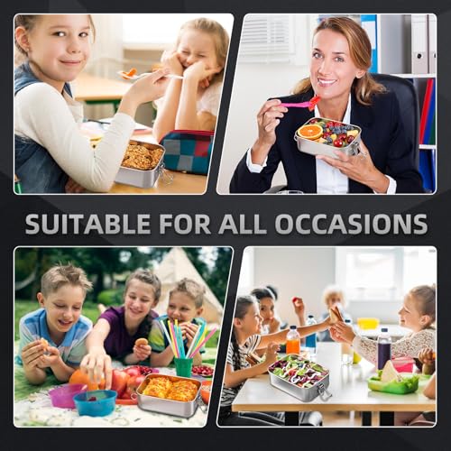WOSIFUPO Stainless Steel Lunch Box, Bento Box Food Container with Lock Clips, Snack Box Container - Dishwasher Safe - Stainless Lid - Leak Proof
