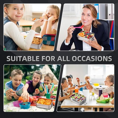 WOSIFUPO Stainless Steel Lunch Box, Bento Box Food Container with Lock Clips, Snack Box Container - Dishwasher Safe - Stainless Lid - Leak Proof
