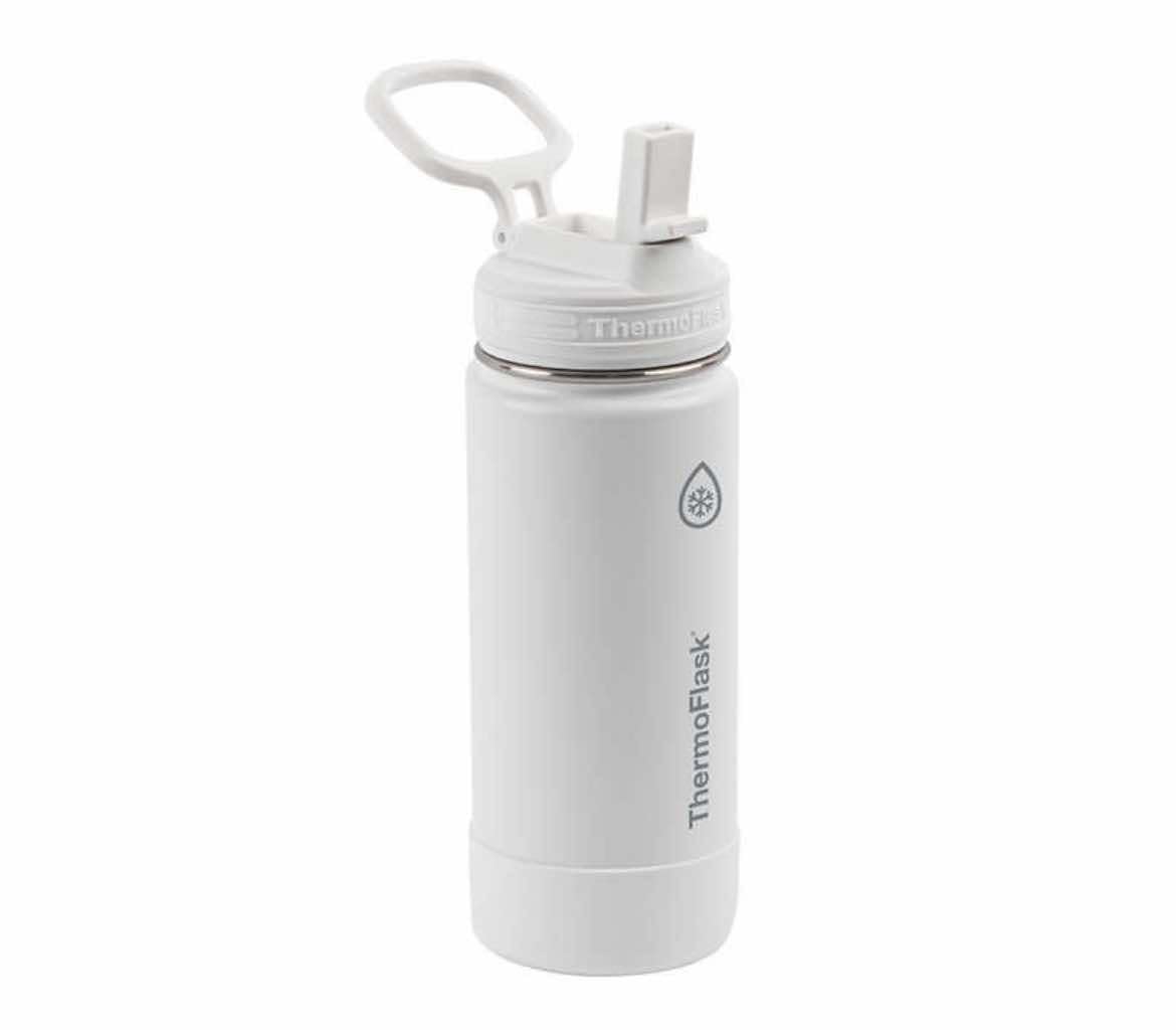 16 OZ WATER BOTTLE TWO PACK W/STRAW LID (Red robin/White)