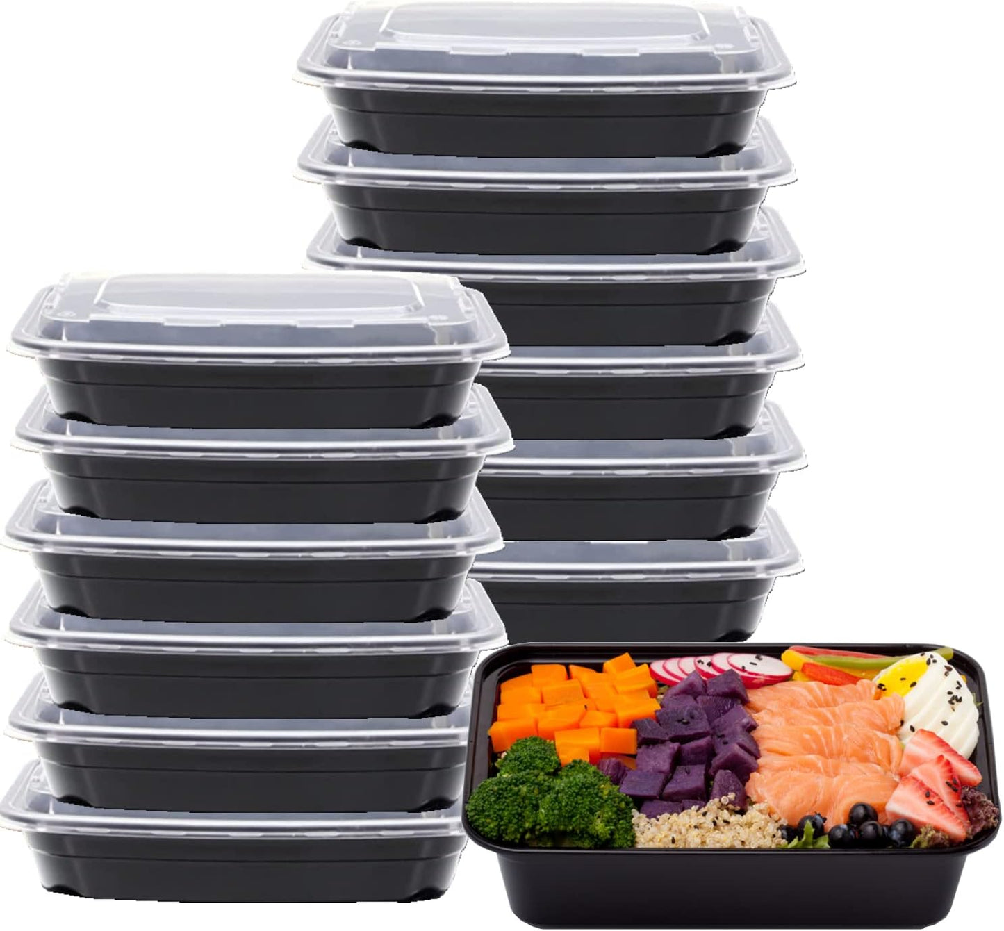 5 Pack 32 oz Plastic Meal Prep Containers with Lids, Leakproof Rectangular Food Storage Container Box for Restaurant, Kitchen, Takeout Food Service Disposables, Freezer/Microwave/Dishwasher Safe Brand: zogsnton