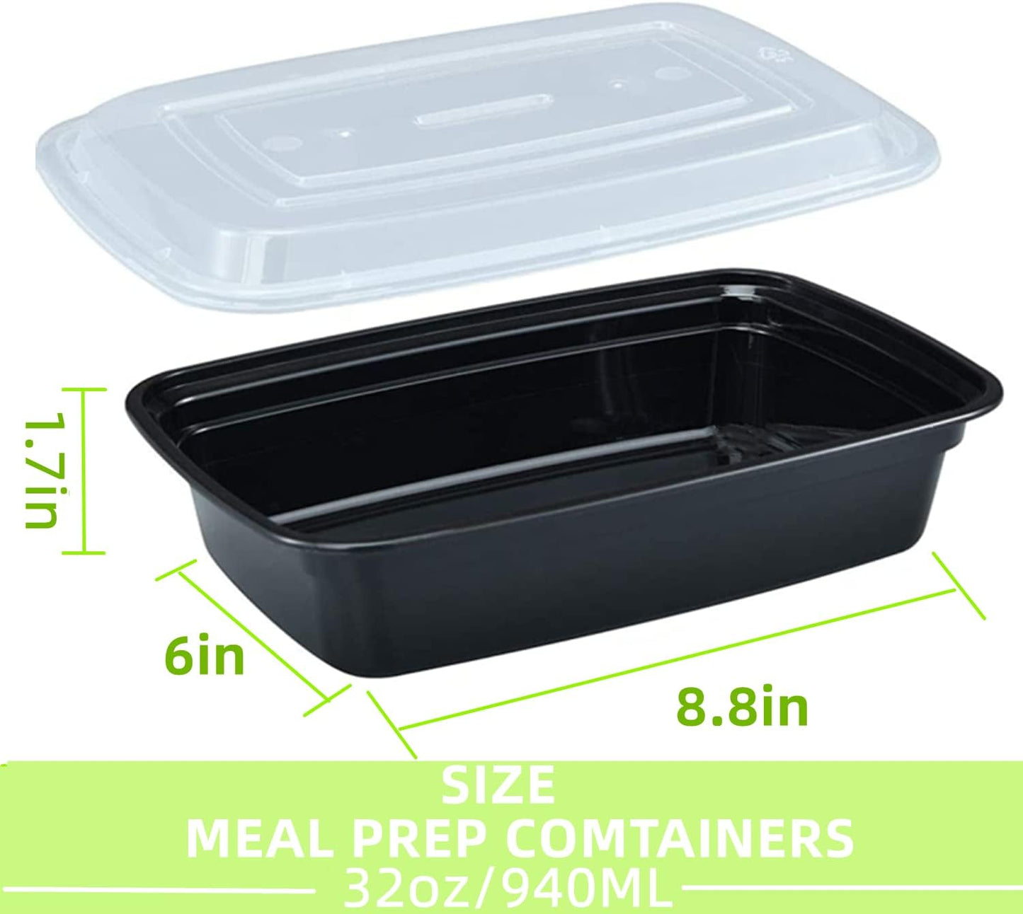 5 Pack 32 oz Plastic Meal Prep Containers with Lids, Leakproof Rectangular Food Storage Container Box for Restaurant, Kitchen, Takeout Food Service Disposables, Freezer/Microwave/Dishwasher Safe Brand: zogsnton