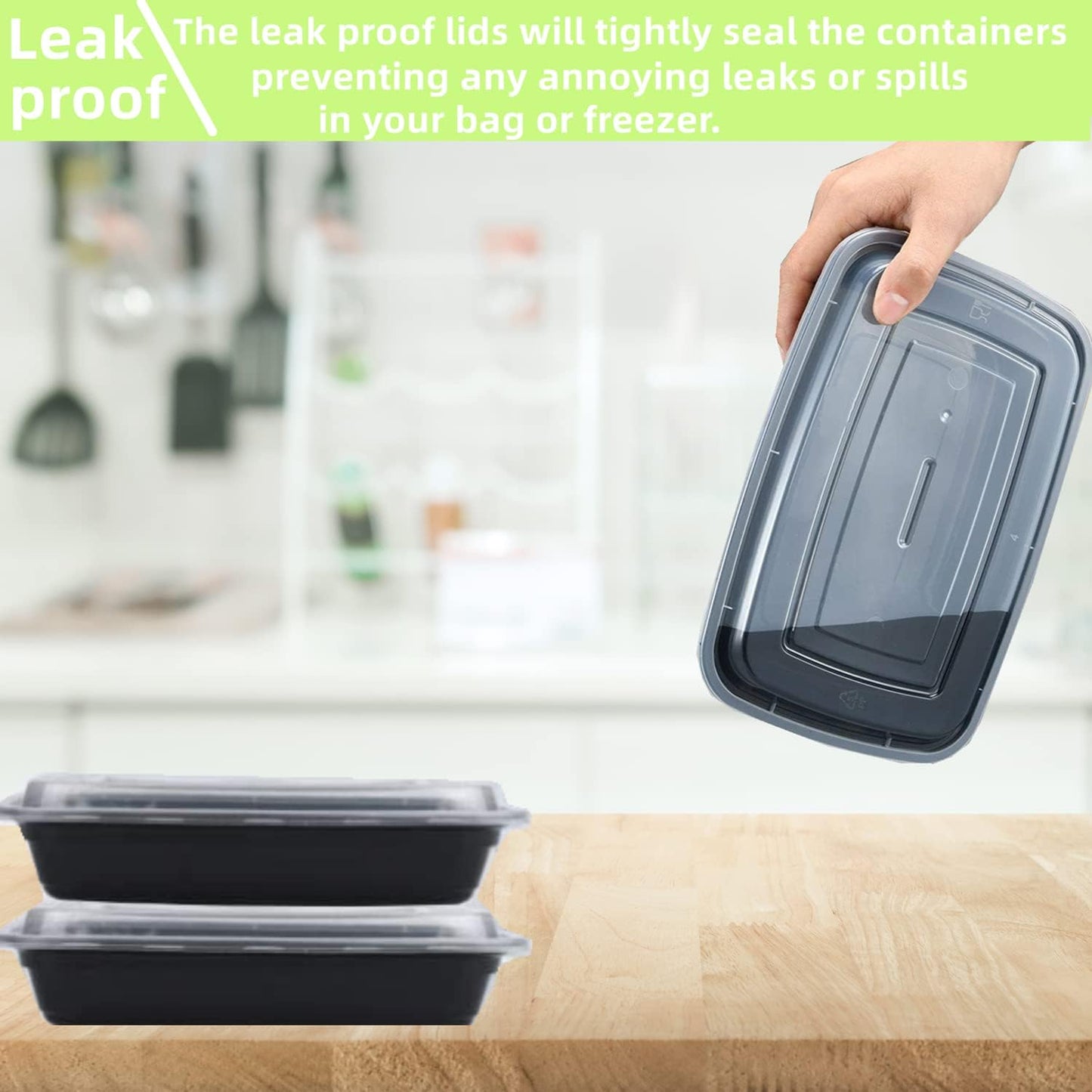 5 Pack 32 oz Plastic Meal Prep Containers with Lids, Leakproof Rectangular Food Storage Container Box for Restaurant, Kitchen, Takeout Food Service Disposables, Freezer/Microwave/Dishwasher Safe Brand: zogsnton