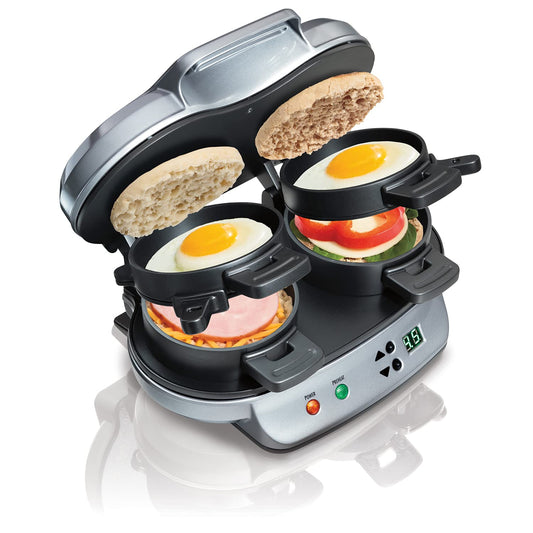 Hamilton-Beach 25478RC Breakfast Sandwich Maker with Timer, Silver, 25478RC, Single w/ Timer