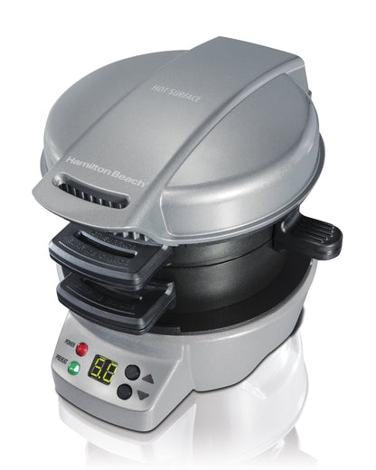 Hamilton-Beach 25478RC Breakfast Sandwich Maker with Timer, Silver, 25478RC, Single w/ Timer