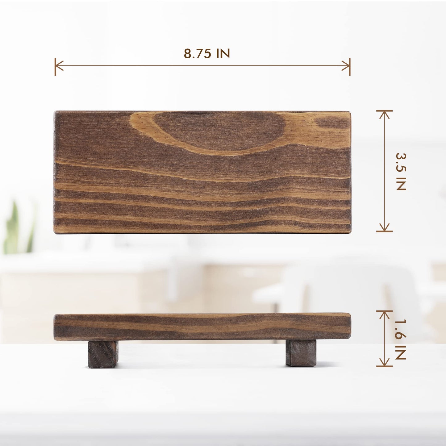Wood Pedestal Soap Stand, Farmhouse Wood Riser, Soap Dish Holder Decor for Bathroom Kitchen, Soap Tray, Rustic Candle Plant Holder, Counter Decor, Modern Display Bottles Decorative…
