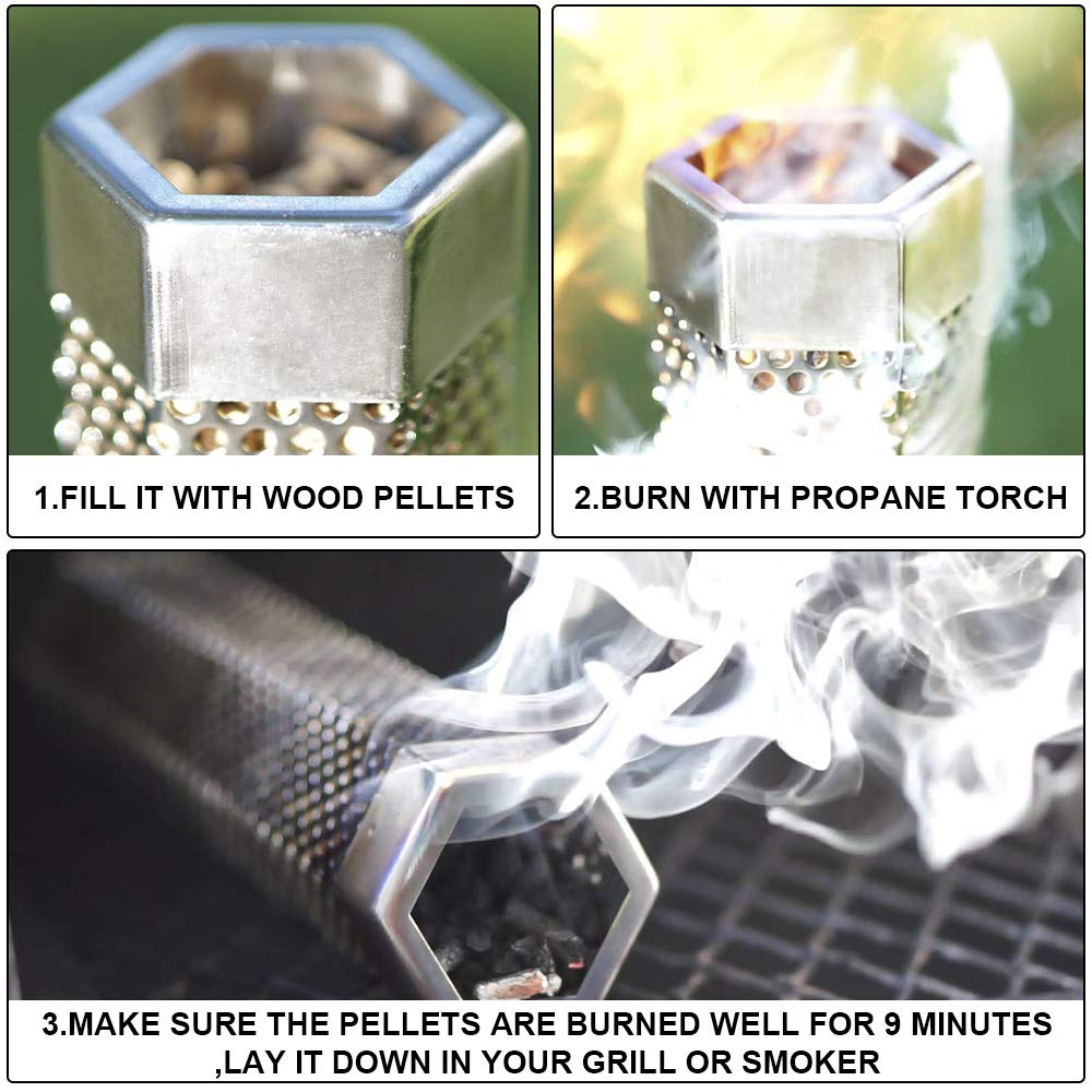 BEWAVE Pellet Smoker Tube for All Grill Electric Gas Charcoal or Smokers