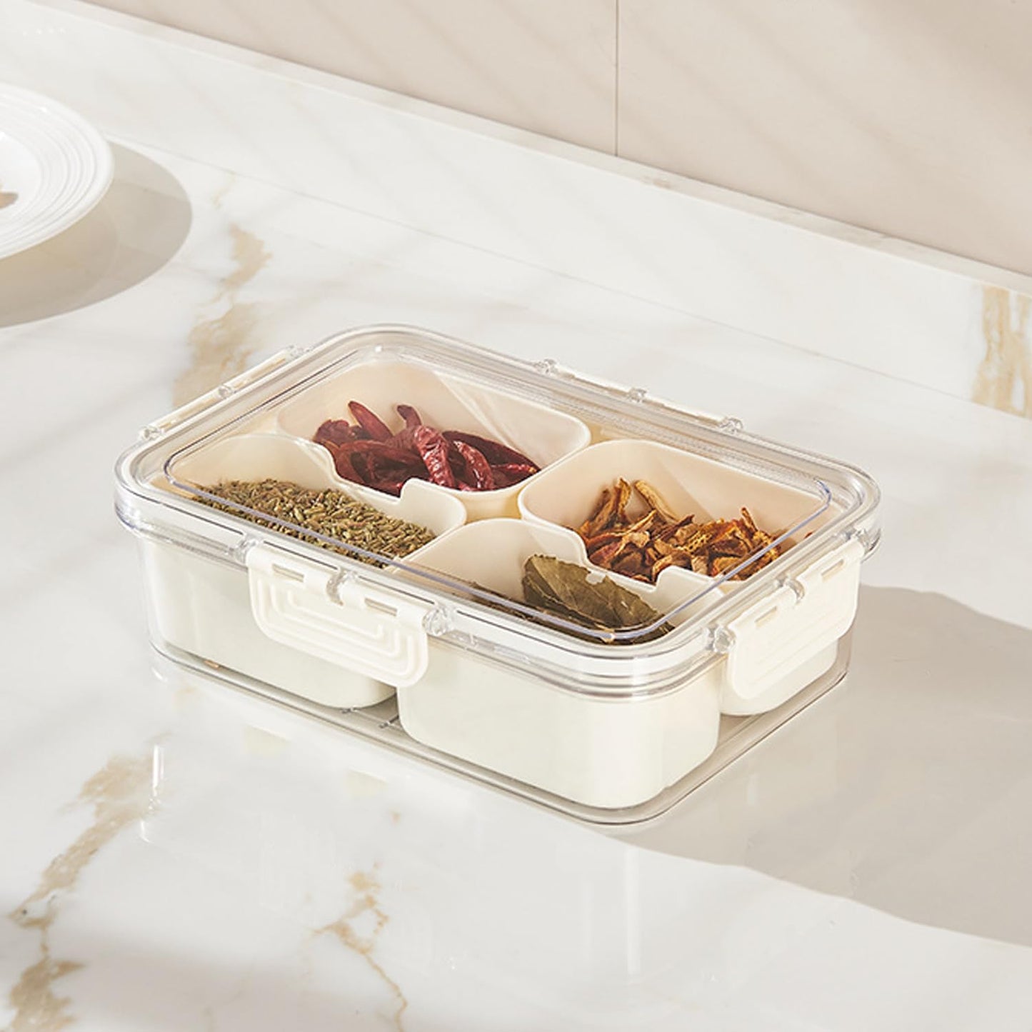 ZEENING Divided Clear Snack Serving Tray with Lid & Handle, Snackle Box Charcuterie Board Container Storage Organizer for Fruit, Candy, Veggie, Nuts & Snacks, Perfect for Party, Travel, & Picnic