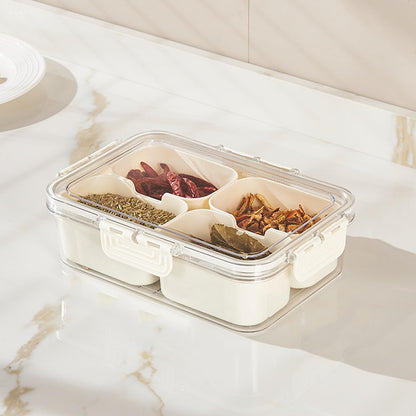 ZEENING Divided Clear Snack Serving Tray with Lid & Handle, Snackle Box Charcuterie Board Container Storage Organizer for Fruit, Candy, Veggie, Nuts & Snacks, Perfect for Party, Travel, & Picnic