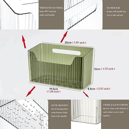 Lae Nuvole Set Of 2 Storage Organizer Bins Wall Mounted Organizer Basket, Shower Caddy Stackable Clear Plastic Makeup Organizer Adhesive Hanging Bin for Bathroom, Kitchen, Cabinet, Pantry, BPA Free
